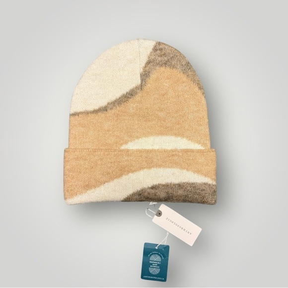 Anthropologie Maeve Neutral Colorblock Beanie Winter‎ Hat main image 5